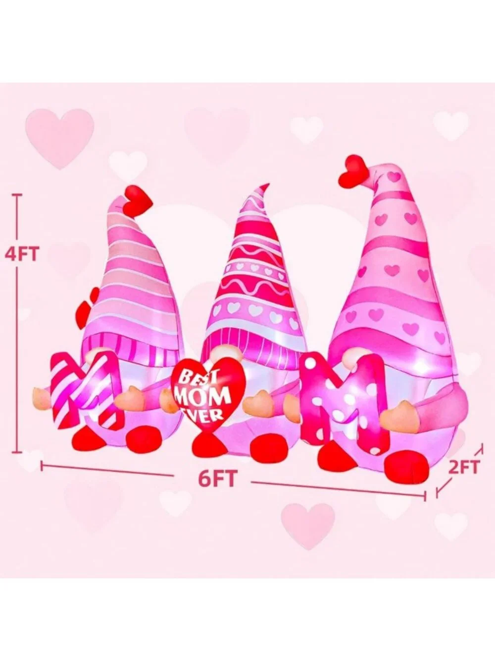 6FT LED Light-Up Mother's Day Inflatable Yard Decoration for Outdoor & Indoor